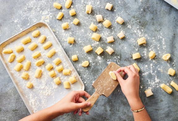 making gnocchi at jamie oliver cookery school london