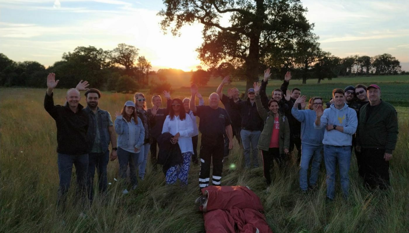 group of people after a balloon ride