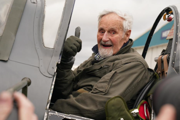 Elderly man on Spitfire