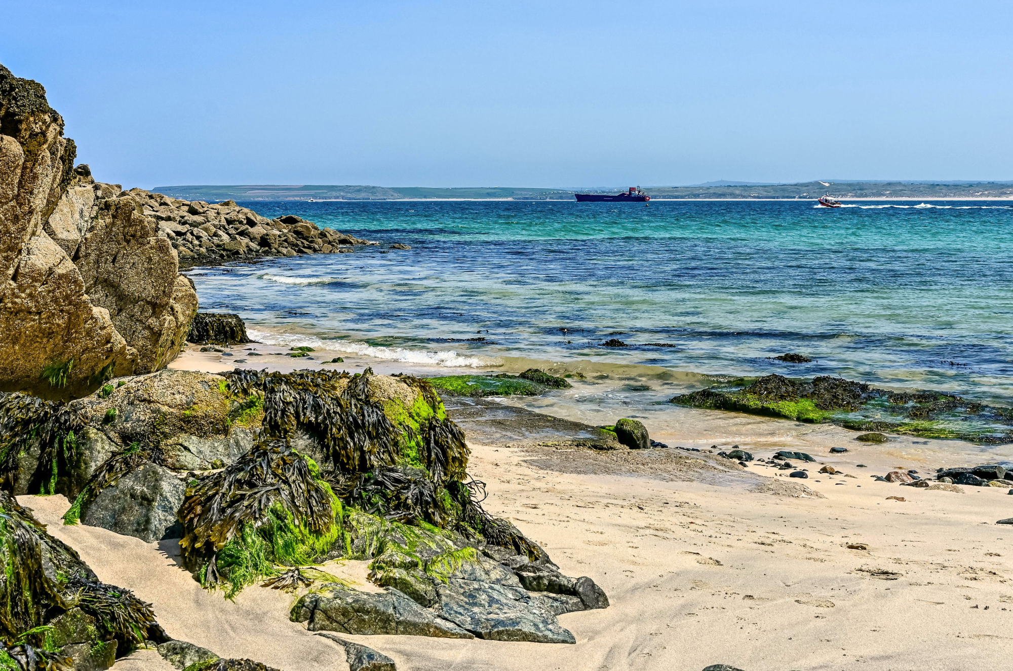 View overlooking porthminster beach st ives in cornwall