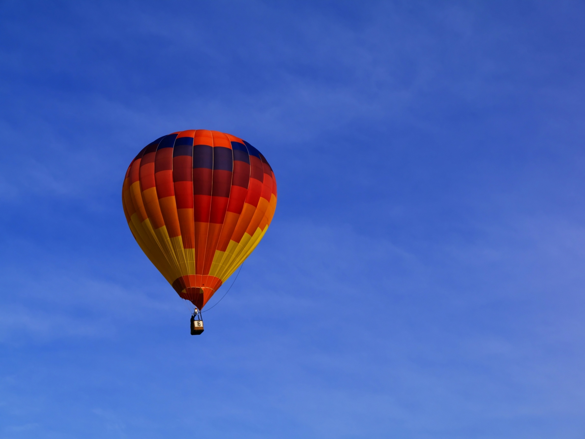 hot air balloon in a blue sky